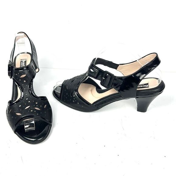 New BeautiFeel Adele Black Leather Patent Leather Heeled Sandal EUR 42 US 11 - Picture 4 of 16